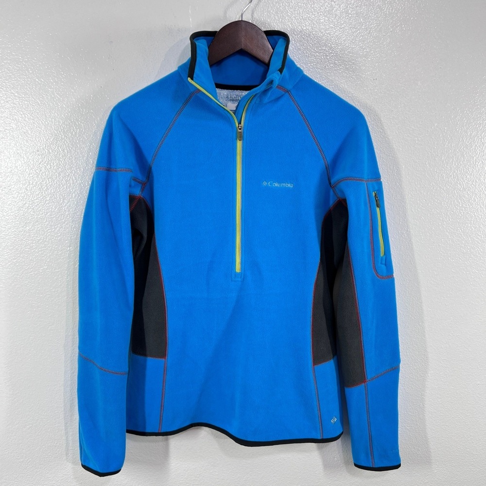 Columbia Women's Fleece Pullover Quarter Zip Jacket‎ Blue Gray Omni-Heat Thermal